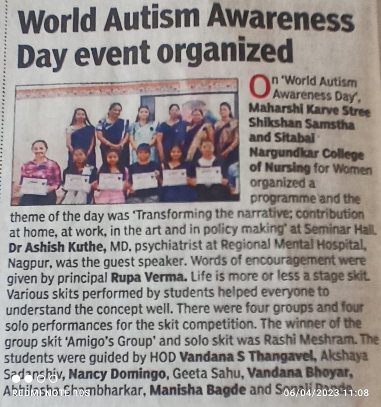 Autism Awarness Day news The Times of India Times Page No. 4 6 April 2023