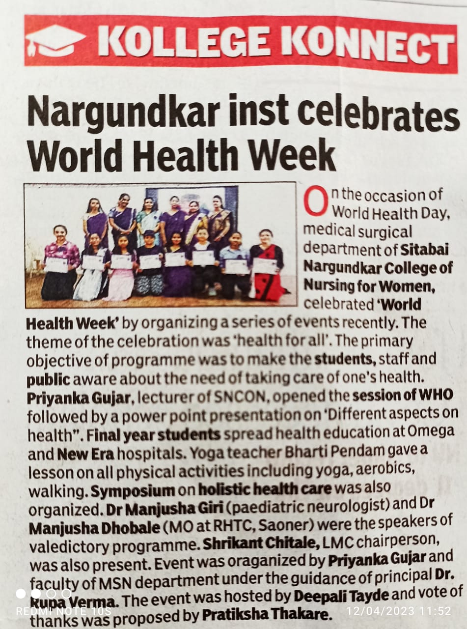 News World Health Week 2023 The Times of India 12 April 2023 Page No.2